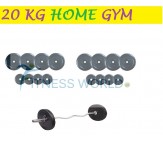 20 KG Home Gym Package, Rubber Plates + Bicep / Tricep Rod